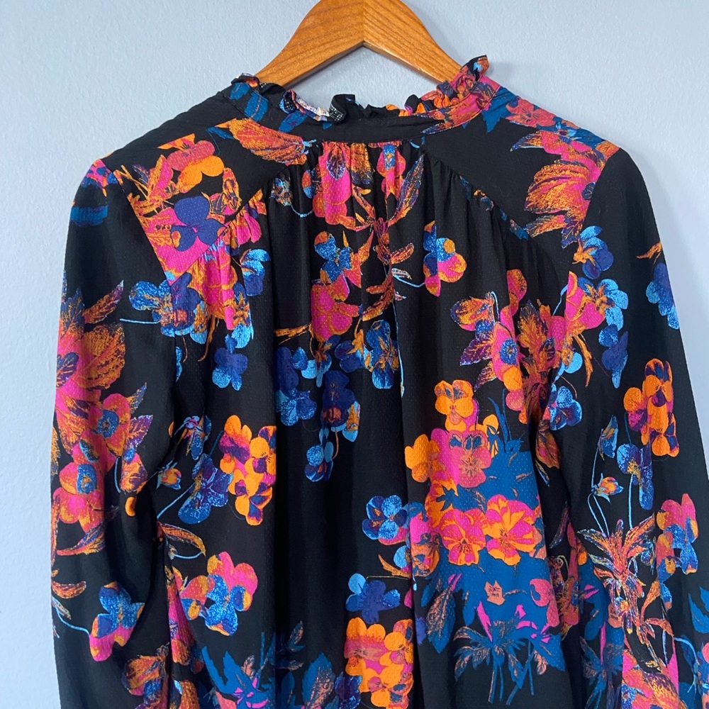 🛑SOLD Anthropologie Maeve Colette Pullover Peasant Blouse in Black Floral XS - Picture 6 of 9